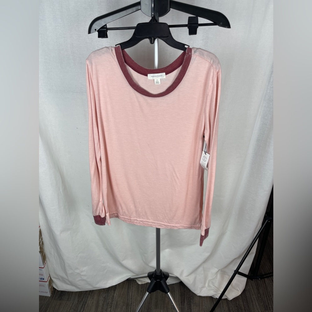 Treasure & Bond Pink Long Sleeve Ringer T-Shirt Size Medium (8-10) NWT - Picture 3 of 8